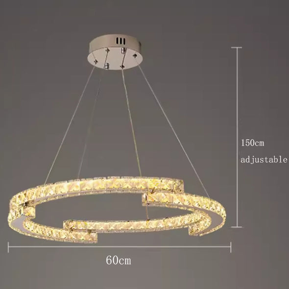 Modern Crystal LED Pendant Luxury Ring Ceiling Home Chandelier Decor Kitchen Island Living Dining Room Lighting