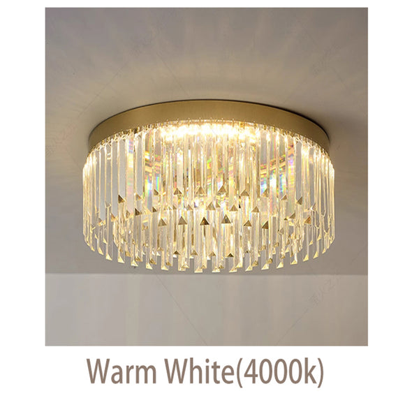 Crystal Ceiling-Light Flush Mount, 3 Colors Temp, Modern Crystal Chandeliers for Bedroom Hallway Dining Room and Living Rooms