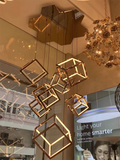 Nordic Geometric Chandeliers Cube Combination Pendant Lights Stainless Steel Square Restaurant Bar Lobby Lights