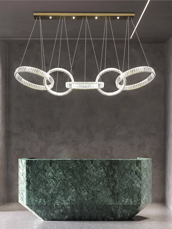 Modern Rings Pendant Lights Crystal Chandeliers Atmospheric High-end Villa Personality Creative Living Room Lamps