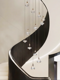 Modern Diamond Crystal Chandeliers Long Line Pendant Lamps Restaurant Duplex Villa Living Room Loft Stair light