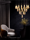 Luxury Eggplant Pendant Lights Natural Crystal Copper Chandeliers Led Staircase Duplex Building Hollow High Lamps