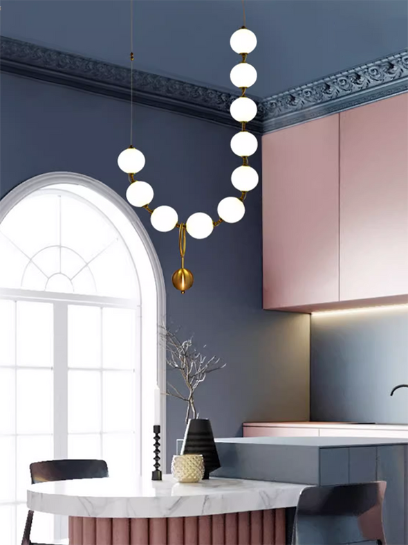 Elegant Bubble Necklace Pendant Lights Luxury Pearl Chandeliers For Staircase Hotel Foyer Kitchen Living Room