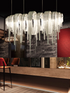 Post-modern Aluminum Tassel Chandeliers Luxury Arch Silver Pendant Lights For Villa Dinning Room Hotel Decor Lighting