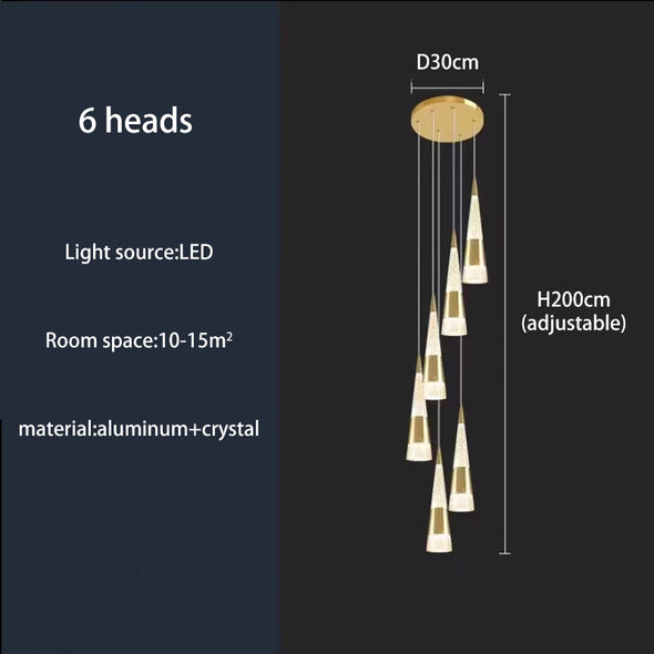 Crystal Meteor Shower Chandeliers Stairway long Nordic Modern Simple Creative Duplex Villa Rotating living Room Dining Room lamp