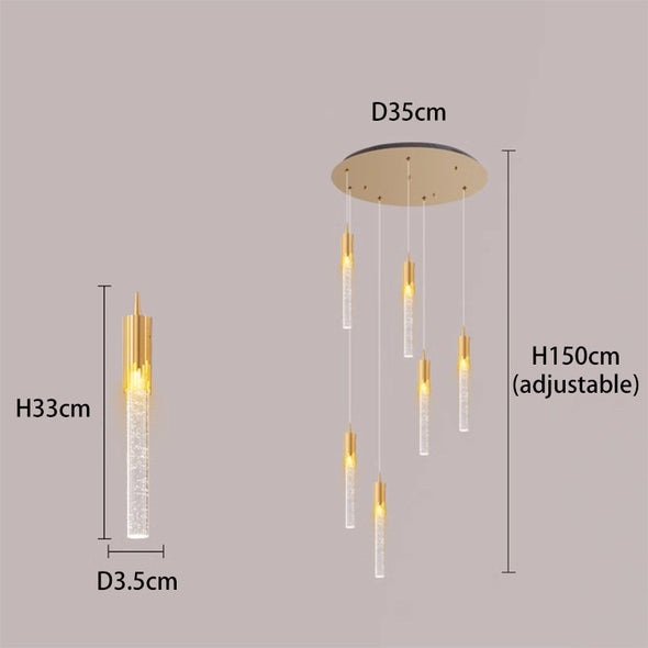 Crystal Column Chandelier Modern Simple Luxurious Stairway Restaurant  Department  Duplex Living Room LOFT Hollow High Long Lamp