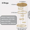 Copper Ring Chandelier Luxury Gold Rings Long Ceiling Pendant Lamp For Staircase Living Room Loft Villa