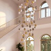 Luxury Glass Chandelier Modern Decor for Staircase Hotel Hallway Foyer Entry Way High Ceiling Hanging Pendant Lights