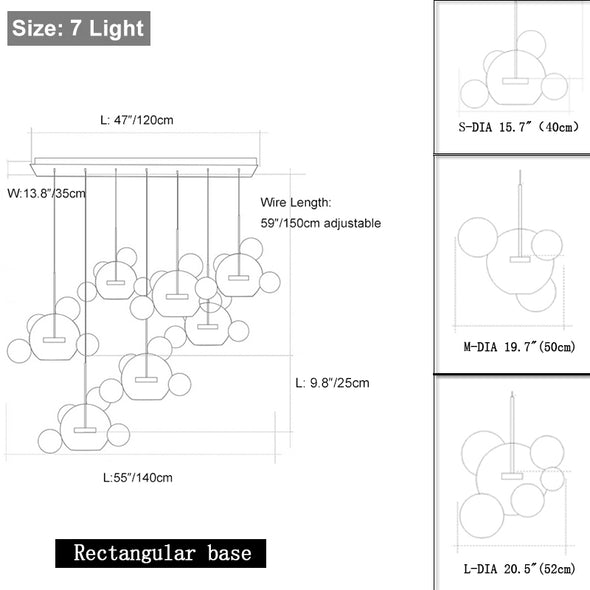 Modern Glass Chandelier Long Ceiling Pendant Hanging Light Loft Home Decor