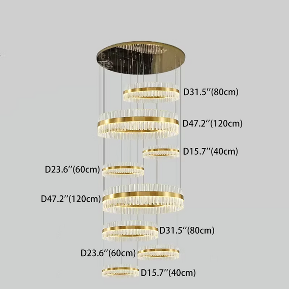 Luxury Crystal Chandeliers Duplex Stainless Steel Pendant Lights Modern Villa Staircase Living Room Hollow