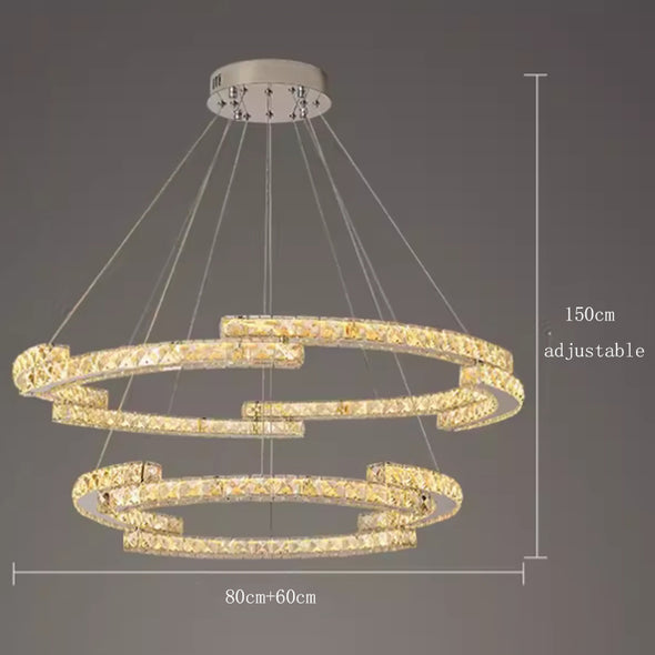 Modern Crystal LED Pendant Luxury Ring Ceiling Home Chandelier Decor Kitchen Island Living Dining Room Lighting