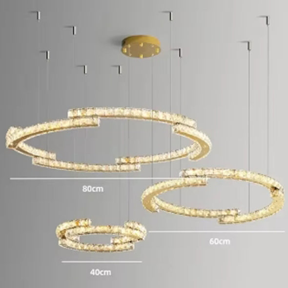 Modern Crystal LED Pendant Luxury Ring Ceiling Home Chandelier Decor Kitchen Island Living Dining Room Lighting