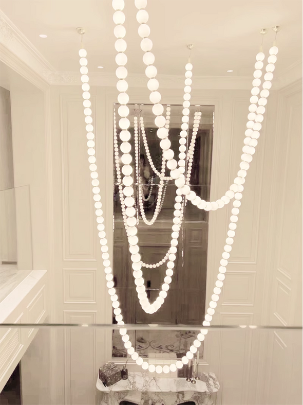 Post Modern Bubble Necklace Chandeliers Glass Ball Luxury Pearl Pendant Lights For Staircase Foyer Living Room