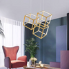 Nordic Geometric Chandeliers Cube Combination Pendant Lights Stainless Steel Square Restaurant Bar Lobby Lights