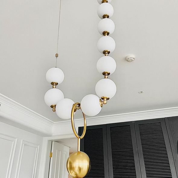 Elegant Bubble Necklace Pendant Lights Luxury Pearl Chandeliers For Staircase Hotel Foyer Kitchen Living Room