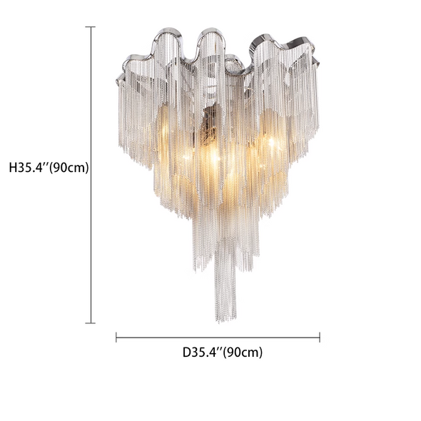 Modern Tassels Ceiling Lights Silver Fringe Decorative Ceiling Lamps Aluminum LED Home Decor Lights For Living Room For Bedroom