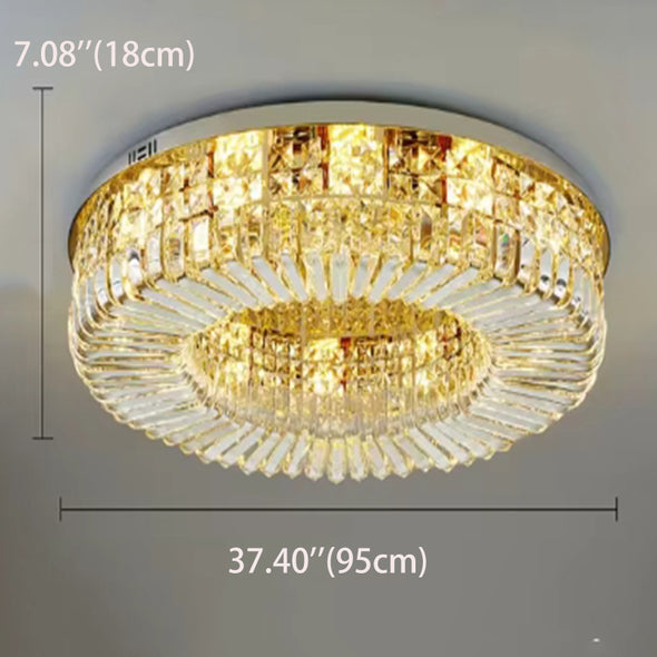 Crystal Ceiling Lights Modern Golden Living Room Decoration Round Ceiling Chandelier Lamp Indoor Decor Hanging Lamps for Bedrooms Living Room Hallway