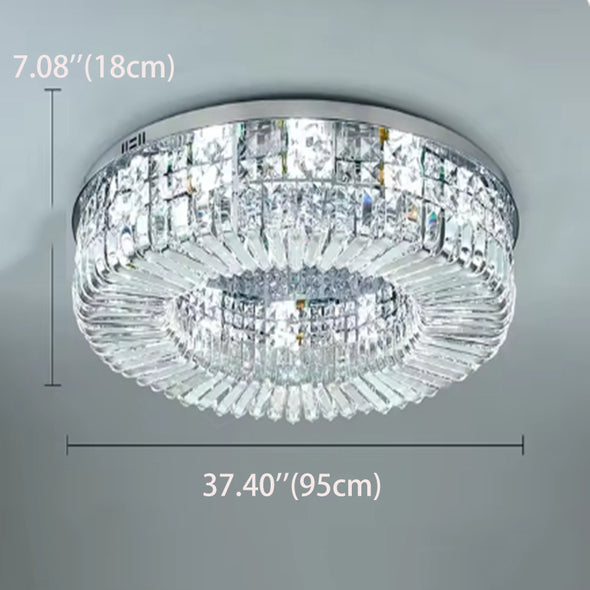 Crystal Ceiling Lights Modern Golden Living Room Decoration Round Ceiling Chandelier Lamp Indoor Decor Hanging Lamps for Bedrooms Living Room Hallway