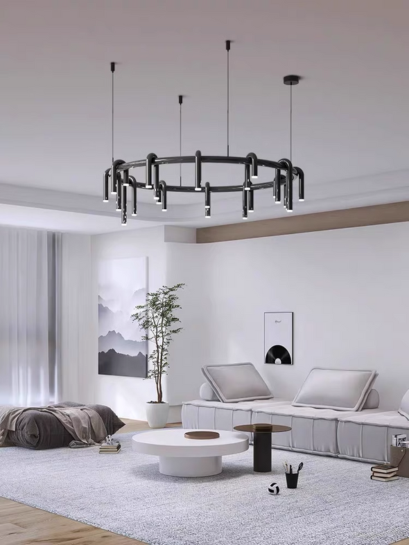 U-shaped Chandeliers Minimalist Dark Red Black Living Room Restaurant Bar Bedroom Lighting Fixtures