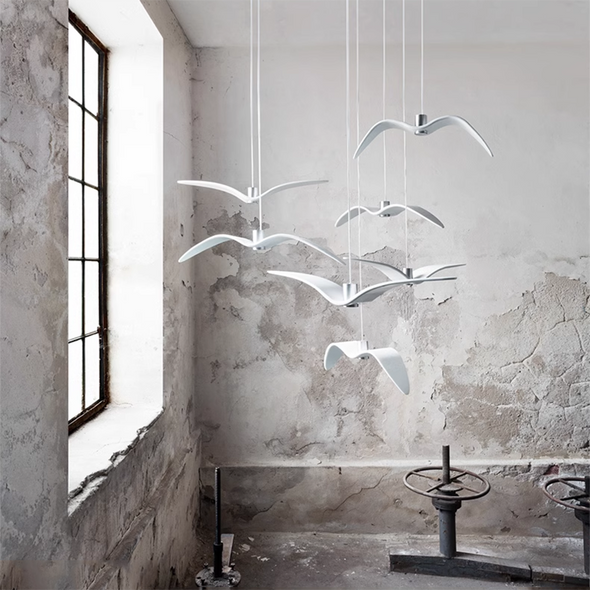 Nordic Bird Chandeliers Stair Resin Sky Freedom Seagull Pendant Lights Coffee Shop Beauty Salon Clothing Shop