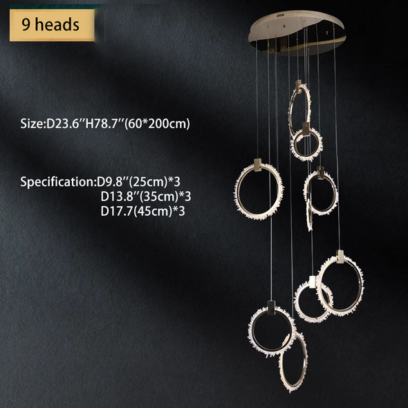 Natural Crystal Raw Stone Chandelier Modern  Suspension Luminare Stariway Living Room Light Fixture