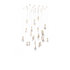 Art Copper Irregular Crystal Stone Chandeliers Bedside Line Lamps Clear Glass Staircase Long Pendant Lights