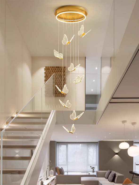 Acrylic Butterfly Chandeliers Modern Butterflies Ladder Lights Pendant Lights Staircase Living Room Dining room