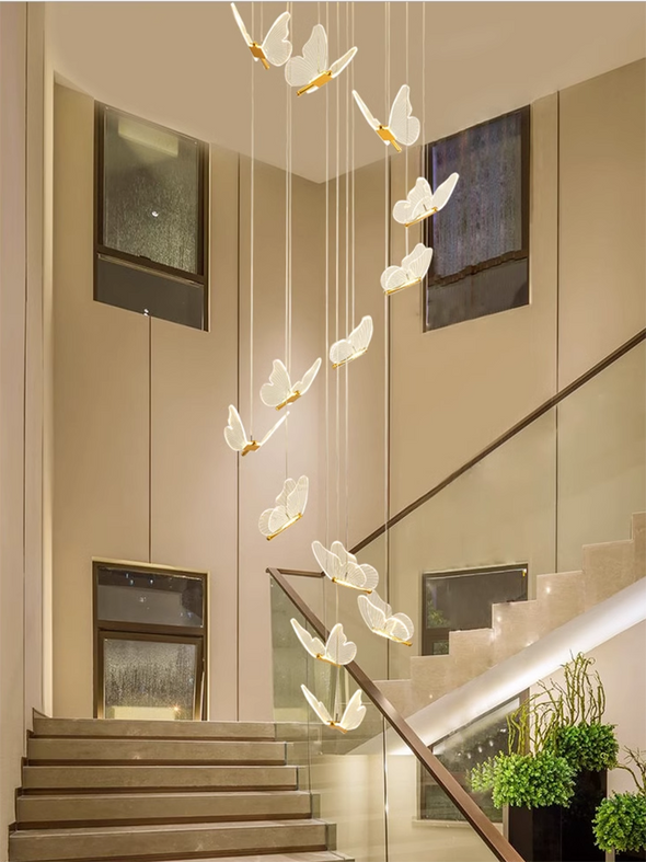 Acrylic Butterfly Chandeliers Modern Butterflies Ladder Lights Pendant Lights Staircase Living Room Dining room