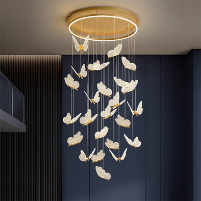 Acrylic Butterfly Chandeliers Modern Butterflies Ladder Lights Pendant Lights Staircase Living Room Dining room