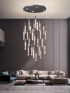 Modern Crystal Chandeliers Stainless Steel Home Decor Luxury Ceiling Hanging stair Pendant lights Hotel Living Room Dining Room