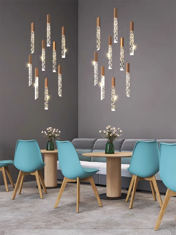 Modern Crystal Chandeliers Stainless Steel Home Decor Luxury Ceiling Hanging stair Pendant lights Hotel Living Room Dining Room