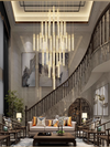 Crystal Column Chandelier Modern Simple Luxurious Stairway Restaurant  Department  Duplex Living Room LOFT Hollow High Long Lamp