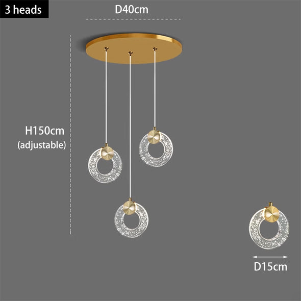 Modern Circle Chandeliers Crystal Led Villa Home Decor Living Room Stairway Hanging Lamps Bedroom Dining Indoor Pendant Lights