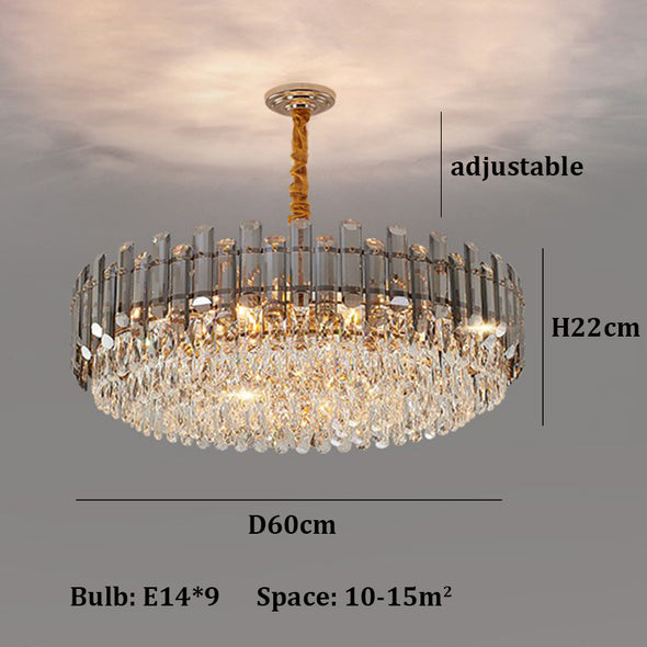 Modern Luxury Crystal Pendant Light Amber/ Clear/ Grey High Ceiling Chandelier For Kitchen Island Bedroom Living Room