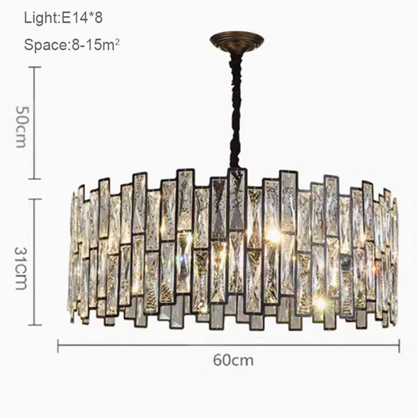 Luxury Rectangular Crystal Pendant Decoration Home Applicant Kitchen Island Dining Room Chandelier Light