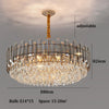 Modern Luxury Crystal Pendant Light Amber/ Clear/ Grey High Ceiling Chandelier For Kitchen Island Bedroom Living Room