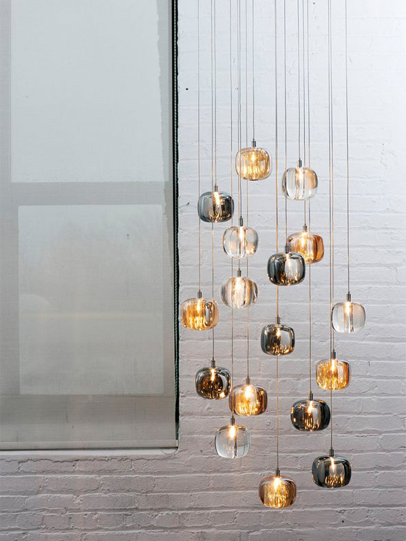 Modern Crystal Glass Globe Chandelier Adjustable Multi Light Hanging Pendant