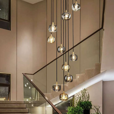 Modern Crystal Glass Globe Chandelier Adjustable Multi Light Hanging Pendant
