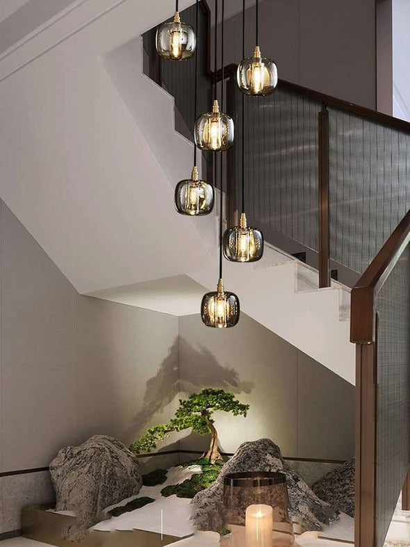 Modern Crystal Glass Globe Chandelier Adjustable Multi Light Hanging Pendant