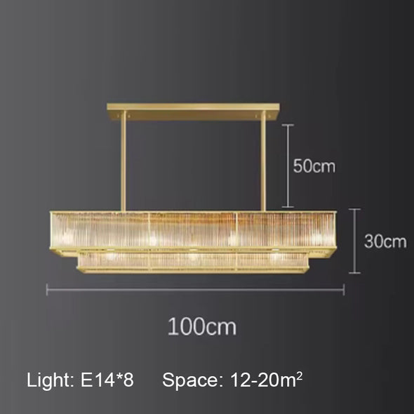 Luxury Rectangular Pendants Lights Modern Ceiling Chandelier Decoration Kitchen Island Dining Room Lamp