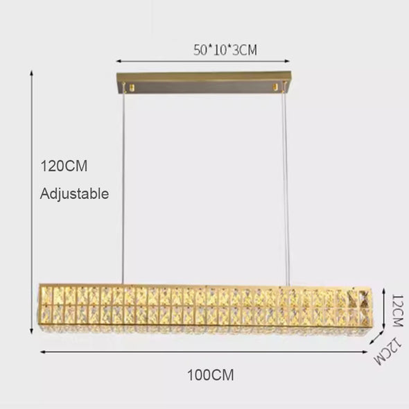 Modern Rectangular Crystal Pendant Luxury Decor For Home Kitchen Island Living Dining Room Chandelier Light