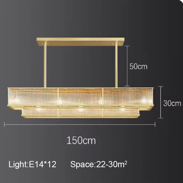 Luxury Rectangular Pendants Lights Modern Ceiling Chandelier Decoration Kitchen Island Dining Room Lamp