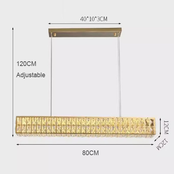 Modern Rectangular Crystal Pendant Luxury Decor For Home Kitchen Island Living Dining Room Chandelier Light