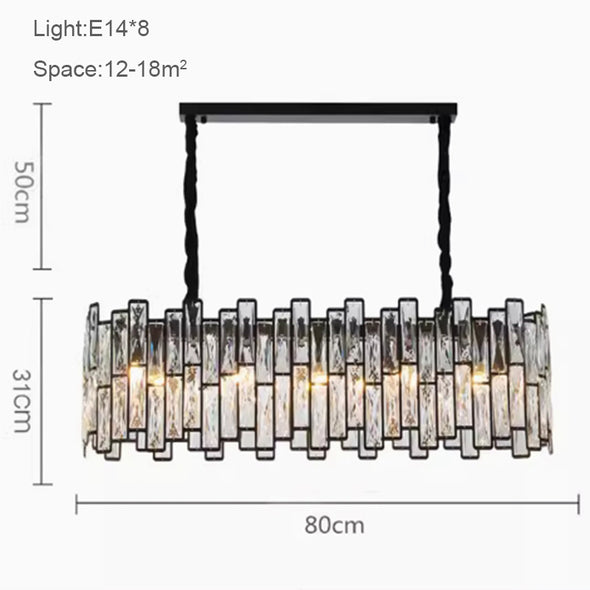 Luxury Rectangular Crystal Pendant Decoration Home Applicant Kitchen Island Dining Room Chandelier Light