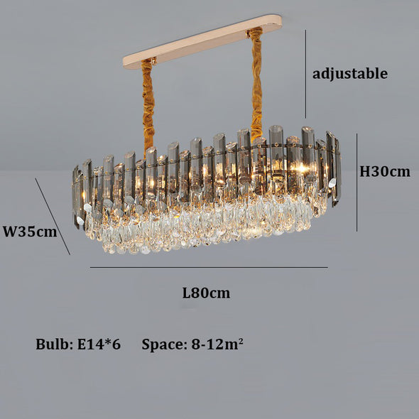 Modern Luxury Crystal Pendant Light Amber/ Clear/ Grey High Ceiling Chandelier For Kitchen Island Bedroom Living Room