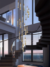 Modern Water Drop Chandeliers Gilding Glass Luxury Staircase Pendant Lights Villa Bedroom Bedsid Bar Decorative Light