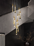 Modern Water Drop Chandeliers Gilding Glass Luxury Staircase Pendant Lights Villa Bedroom Bedsid Bar Decorative Light