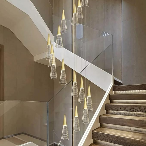 Modern Creative Pendant Lights Art Paris Tower Design Gold Stair Chandeliers For Villa Loft Hanging Lights