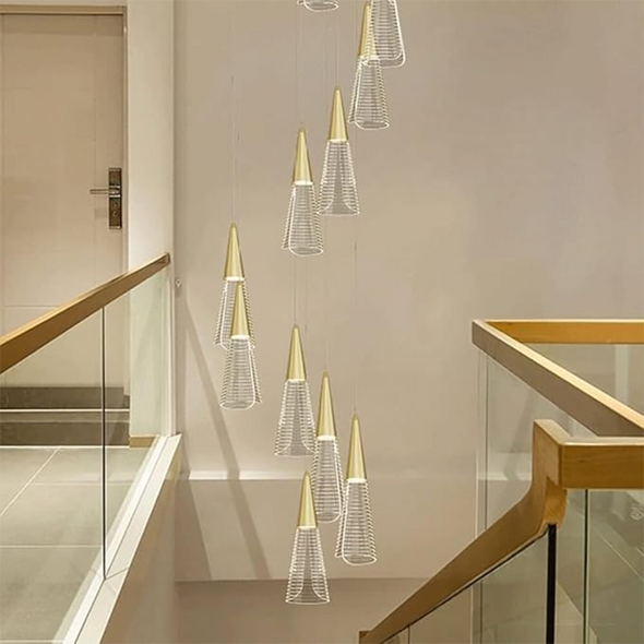 Modern Creative Pendant Lights Art Paris Tower Design Gold Stair Chandeliers For Villa Loft Hanging Lights