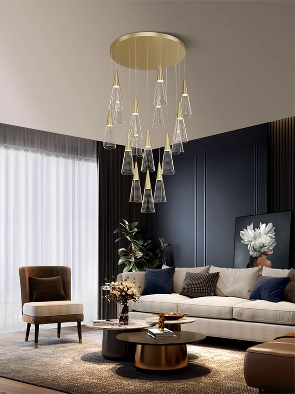 Modern Creative Pendant Lights Art Paris Tower Design Gold Stair Chandeliers For Villa Loft Hanging Lights